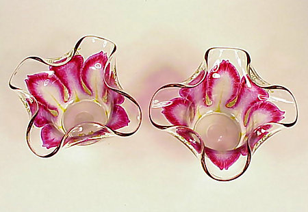 Pair Bohemian Art Nouveau Flower Form Bowls