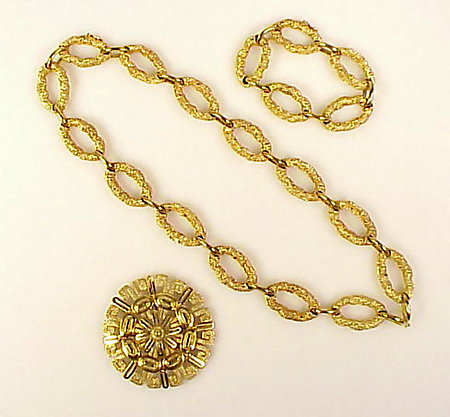 Signed Henry Dunay 18K Gold Necklace, Bracelet &amp; Brooch