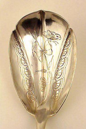 Early Durgin Sterling Silver Bright-Cut Berry Spoon