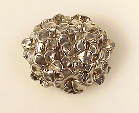 Victorian Repousse Sterling Silver Floral Watch Pin