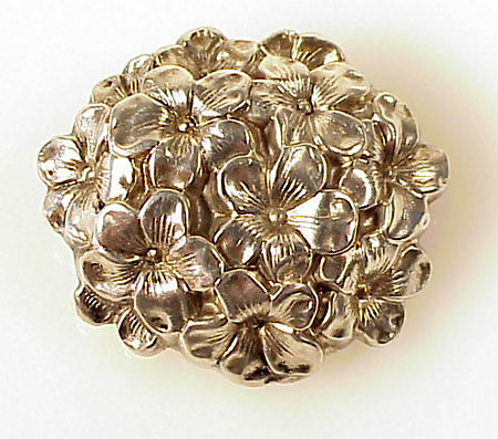 Victorian Repousse Sterling Silver Floral Watch Pin