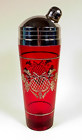 Art Deco Silver Overlay Ruby Glass Cocktail Shaker