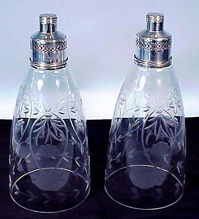 Sterling Silver &amp; Etched Glass Candle Shades