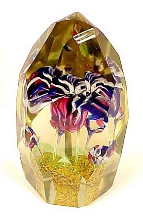 Antique Bohemian Glass Flower Pot Paperweight