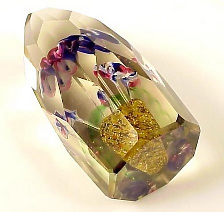 Antique Bohemian Glass Flower Pot Paperweight