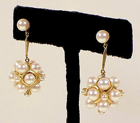Modernist 14K Gold &amp; Pearl Drop Earrings