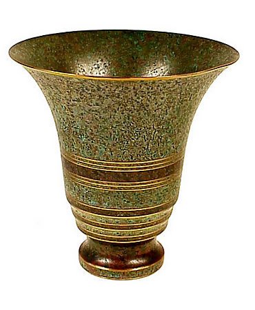 Carl Sorensen Art Deco Patinated Bronze Trumpet Vase