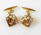 Art Deco 18K Gold, Platinum & Diamond Cufflinks
