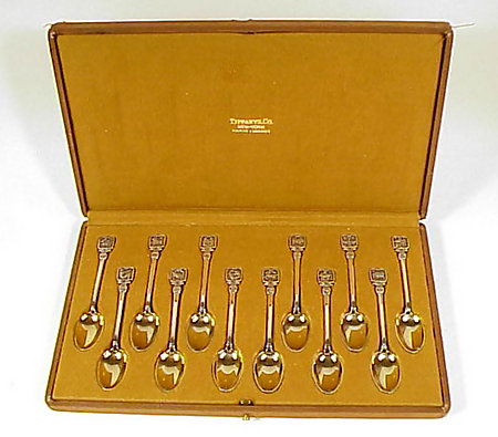 Deco Tiffany Sterling Silver ZODIAC Demitasse Spoons