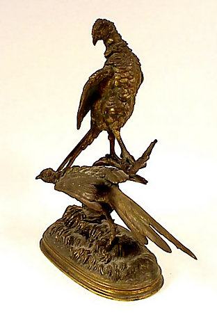 Ferdinand Pautrot Bronze Pheasant Animalier Sculpture