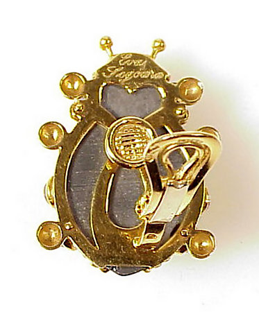 Eva Segoura 18K Gold, Hematite &amp; Ruby Ladybug Earrings