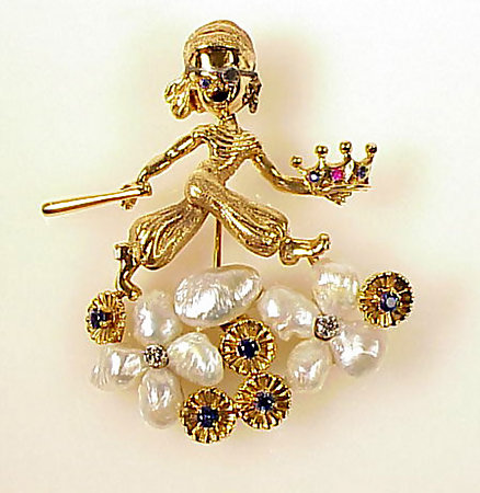 Ruser 14K Pearl Diamond Pittsburgh Pirates Baseball Pin