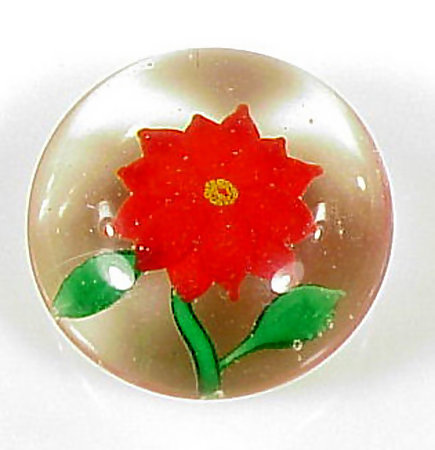 Antique Chinese Poinsettia Glass Paperweight