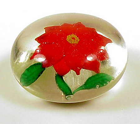 Antique Chinese Poinsettia Glass Paperweight