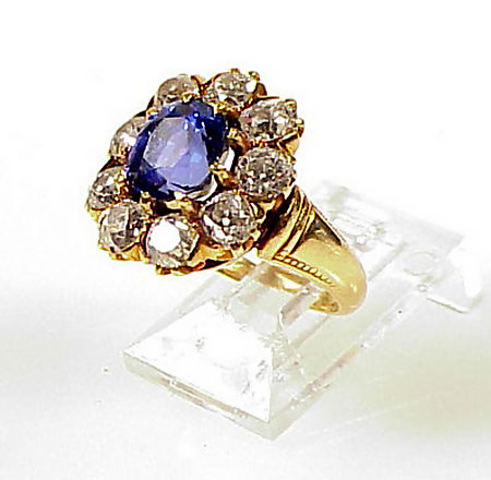 Tiffany 18K Gold Burmese Blue Sapphire Diamond Ring