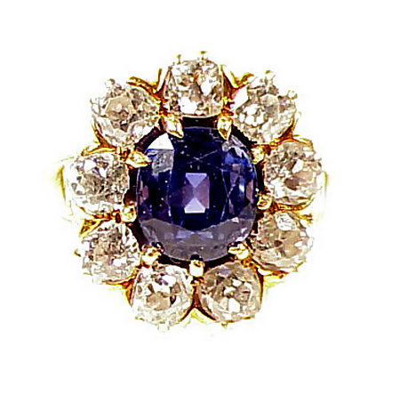 Tiffany 18K Gold Burmese Blue Sapphire Diamond Ring