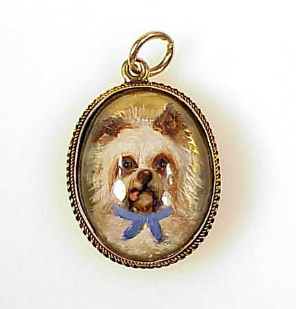 Victorian 12K Essex Crystal Yorkshire Terrier Pendant