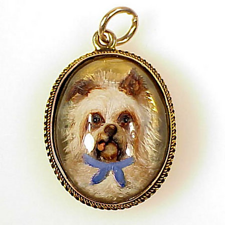 Victorian 12K Essex Crystal Yorkshire Terrier Pendant