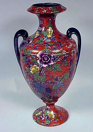 Cauldon Chintz Pottery 2-Handled Urn Vase