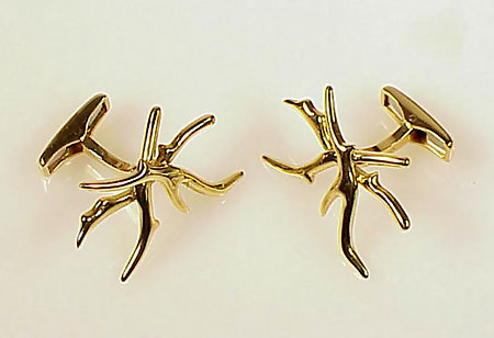 Rare Alfred Dunhill 18K Gold Coral Branch Cufflinks
