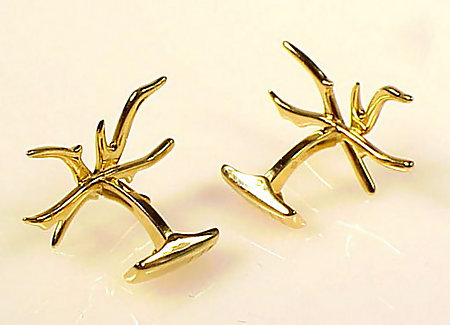 Rare Alfred Dunhill 18K Gold Coral Branch Cufflinks