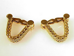 Olga Tritt French 18K Gold Mesh Stirrup Cufflinks