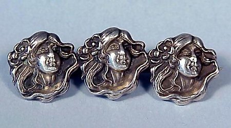 Art Nouveau Sterling Silver Maidens Bar Pin