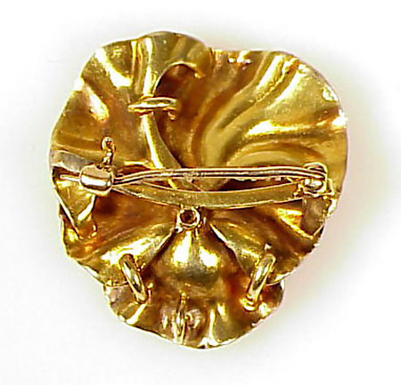 Whiteside &amp; Blank 14K Gold Enamel Diamond Pansy Pin
