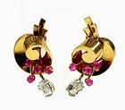 Retro Tiffany & Co. 14K Gold Ruby & Aquamarine Earrings