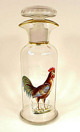 Signed Hawkes Engraved & Enameled Glass Cocktail Shaker