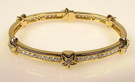 Pair Chanel 18K Gold Diamond COMETES Bangle Bracelets