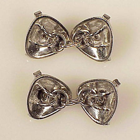 Art Deco Platinum Diamond Sapphire Cufflinks Studs Set