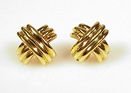 Tiffany &amp; Co. “SIGNATURE” X-shaped  18K Gold Earrings