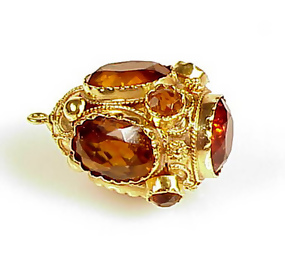 Venetian Etruscan 18K Gold & Citrine Fob Charm