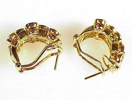 Signed Sonia B 14K Gold Multi-Gem Earrings