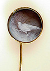 Victorian 14K Gold Hardstone Cameo Pheasant Stickpin