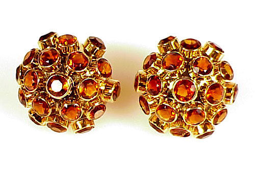 Pair 14K Yellow Gold &amp; Citrine Sputnik Earrings