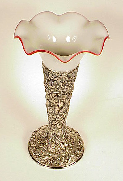 Frederick Bucher Sterling Silver Repousse Trumpet Vase