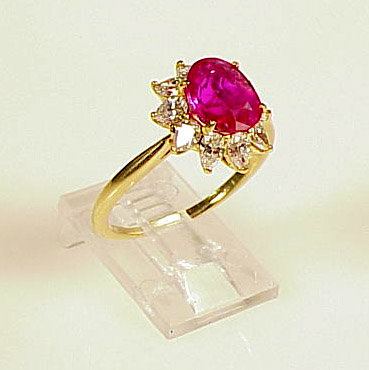 Tiffany & Co. 18K Yellow Gold Burmese Ruby Diamond Ring