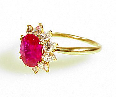 Tiffany &amp; Co. 18K Yellow Gold Burmese Ruby Diamond Ring