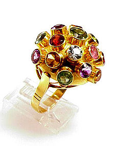 H Stern Style 18K Gold & Multi-Gem Sputnik Ring