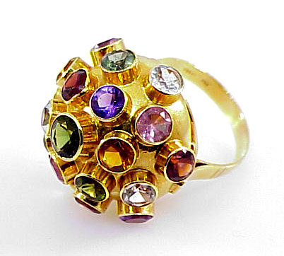 H Stern Style 18K Gold &amp; Multi-Gem Sputnik Ring