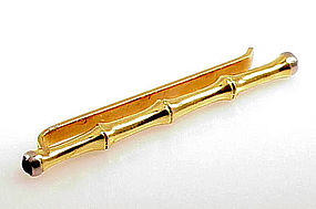 Tiffany 14K Gold Platinum & Sapphire BAMBOO Tie Bar