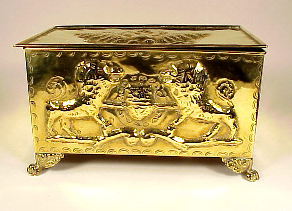 Imperial Russian &amp; English Embossed Brass Humidor