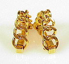 Vintage French 18K Gold Chain Link Stirrup Cufflinks