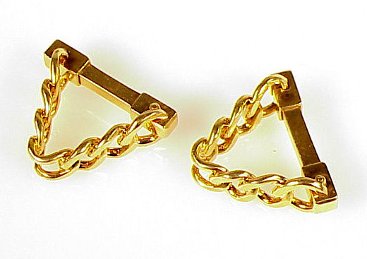 Vintage French 18K Gold Chain Link Stirrup Cufflinks