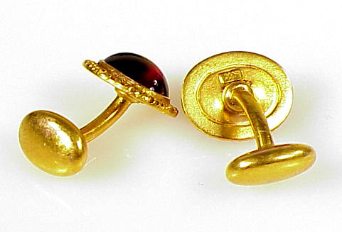 Victorian 14K Gold &amp; Almandite Garnet Cufflinks