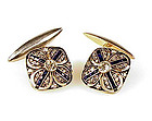 18K Gold Silver & Platinum Diamond & Sapphire Cufflinks