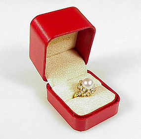 Mikimoto 10.5mm South Sea Pearl Diamond 18K Gold Ring