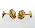 Krementz 14K Gold Art Nouveau Double Maiden Cufflinks